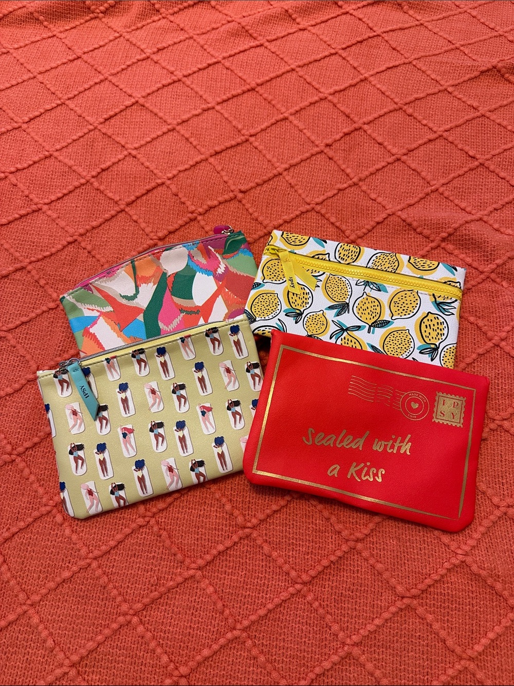 ipsy Cosmetic Bag Set - Red, Yellow, Green, Multicolor